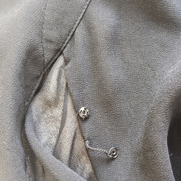 BABATON BLACK FAUX-WRAP LONG SLEEVE GAUZY BLOUSE SIZE XXS - Picture 6 of 10